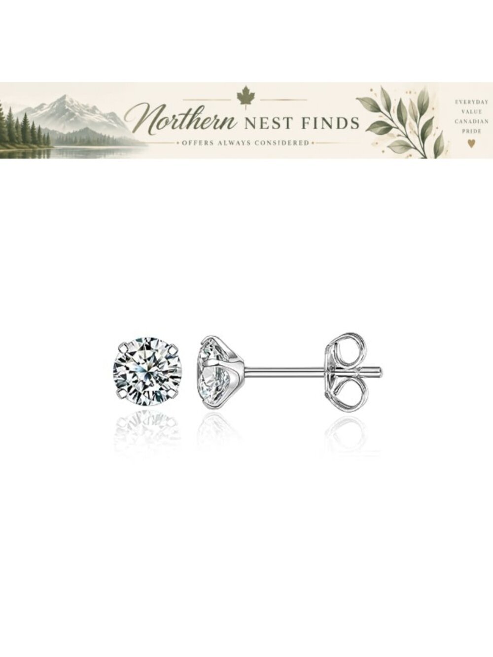 Titanium Hypoallergenic Stud Earrings for Sensitive Ears Cubic Zirconia